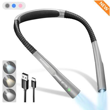 A13 UPGRADED LED Long Lasting Rechargeable Neck Book Reading Light- Gray Image